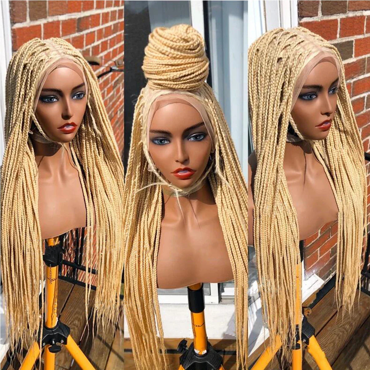 Ombre Blonde Knotless Box Braided Wig | Full Lace Braids Wig | Senegalese Twist, Passion Twist, Faux Locs Styles Available | Kanekalon Hair