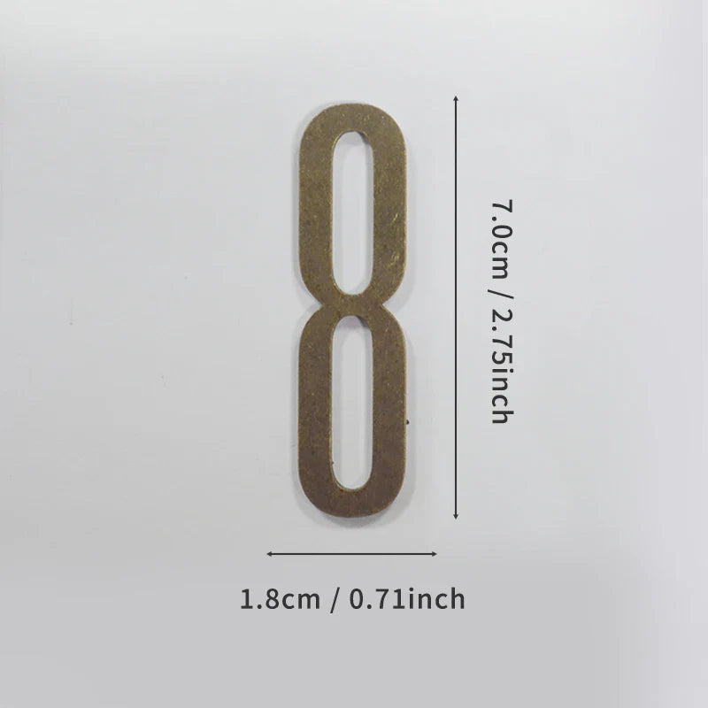Bronze Door Number with Backing Adhesive 7cm Metal House Number Apartment Door Number for Outdoor Hotel Home Mailbox Label