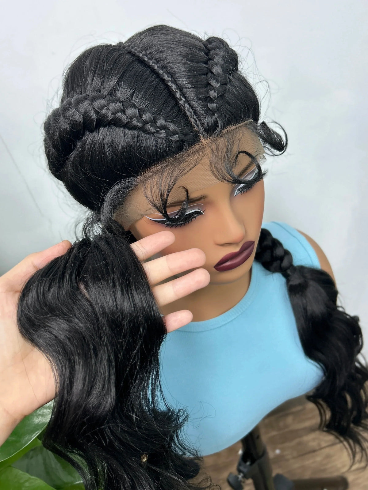 34" Ombre Twist Braided Lace Wig | Curly Ends | Baby Hair | Synthetic Braids | Black Women