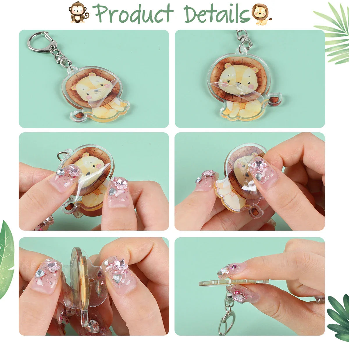 Jungle Animal Keychains Safari Animal Keychains Lion Giraffe Elephant Key Chains Animal Birthday Theme Decor Baby Shower Party