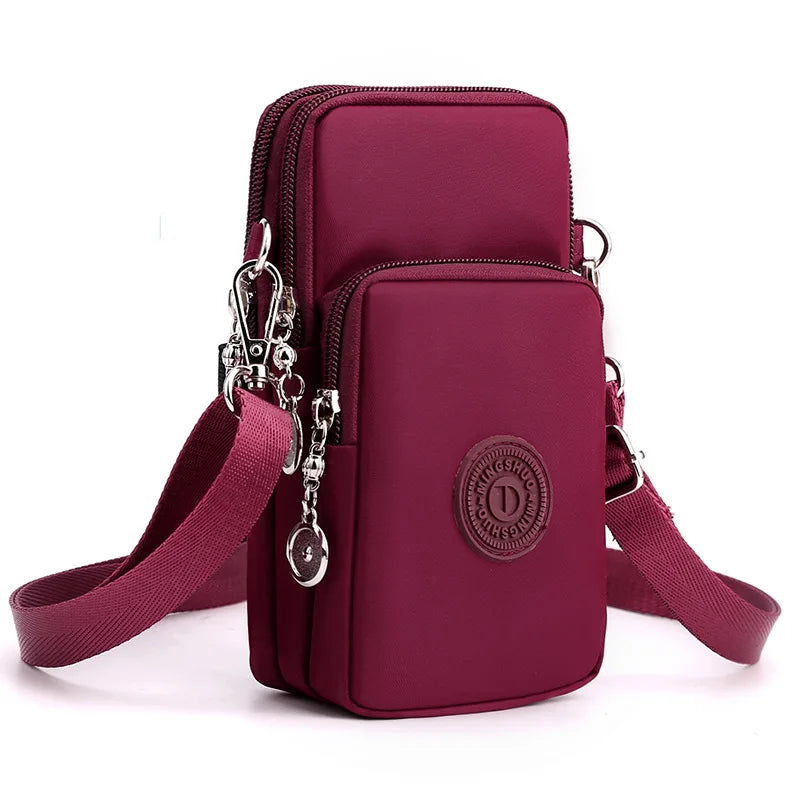 New Women's Mobile Phone Bag | Nylon Cell Phone Bag & Coin Purse Strap Shoulder Bag (Small Crossbody Wallet Travel Purse)