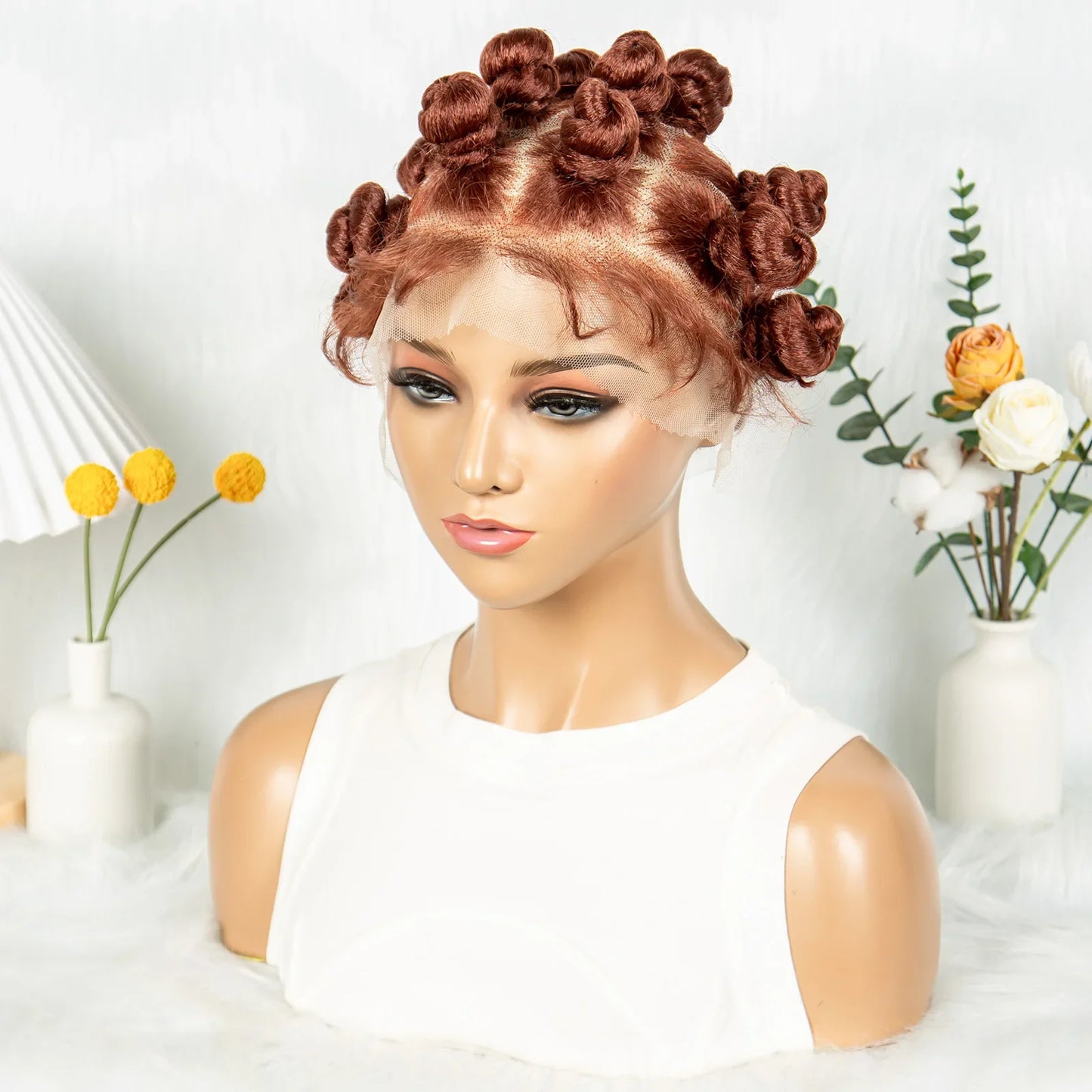 HD Transparent Lace Front Bantu Knots Wig | Synthetic | Full Lace | With Baby Hair | For Black Women
