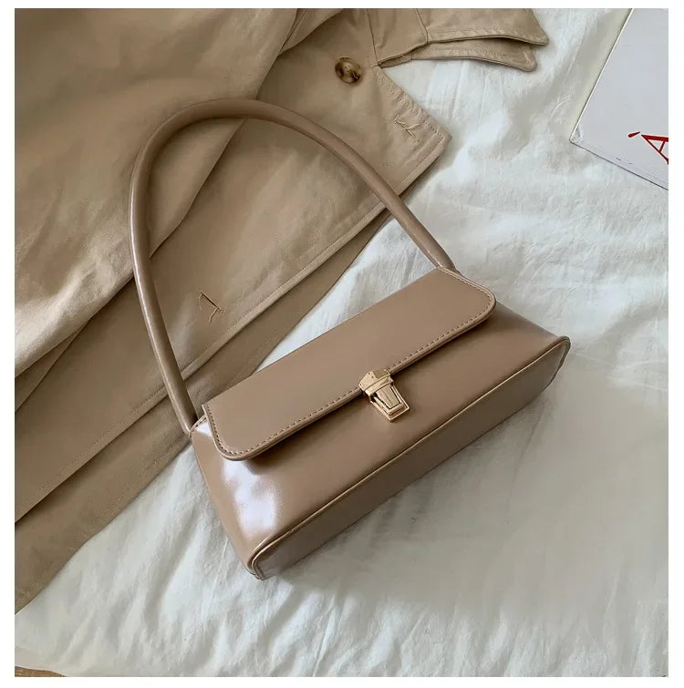 Fashion Retro Women's Shoulder Bag | Simple Solid Colour Handbag & Vintage Underarm Bag (Unisex Tote)