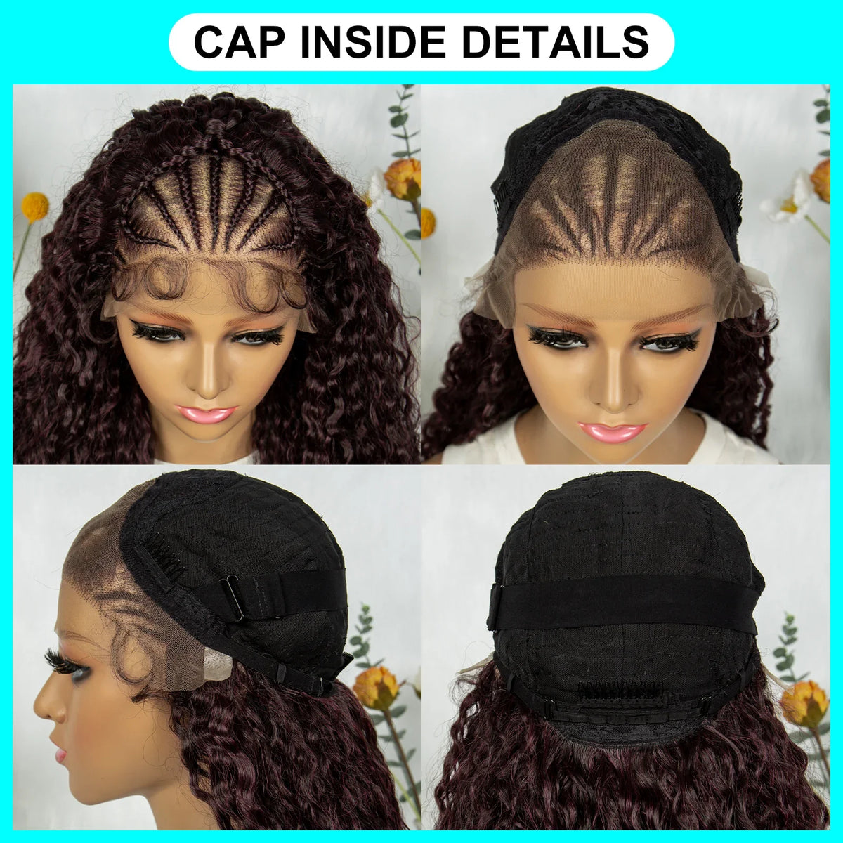 Burgundy Wavy Braided Lace Front Wig | Synthetic Braids | Black Women