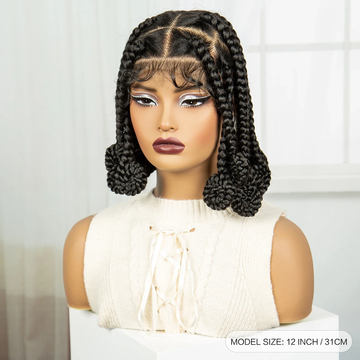 Handmade Bantu Knotless Braids Wig | Full Lace Frontal | Baby Hair