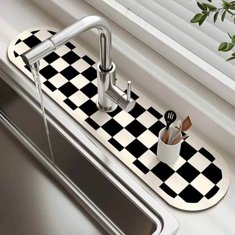 Sink Faucet Mat Kitchen Mat Drainage Mat Absorbent Table Mat Diatom Mud Bathroom Non-Slip Mat Waterproof Countertop Protection