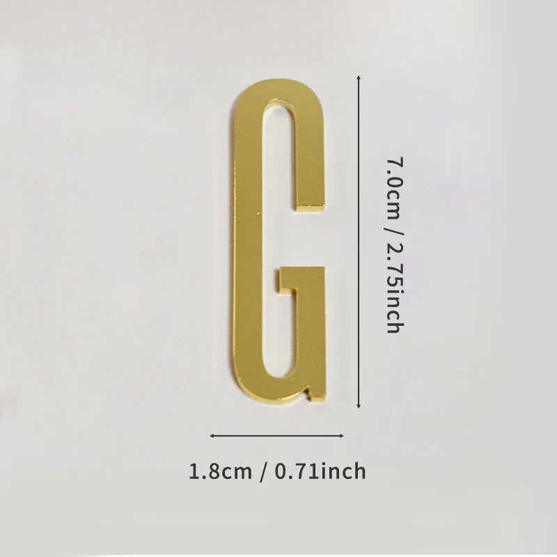 Golden Self Adhesive House Number Metal English Alphabet Letters for Apartment Room Door Plate Table Mailbox Number Stickers 7cm