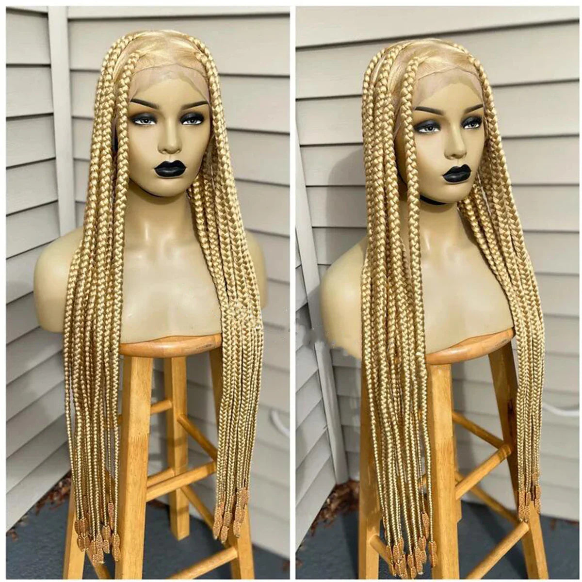 Ombre Blonde Knotless Box Braided Wig | Full Lace Braids Wig | Senegalese Twist, Passion Twist, Faux Locs Styles Available | Kanekalon Hair