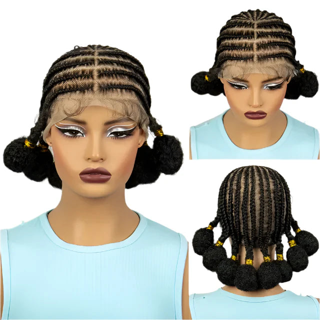 Cornrow Bantu Knotless Braids Wig | Handmade Full Lace | Baby Hair