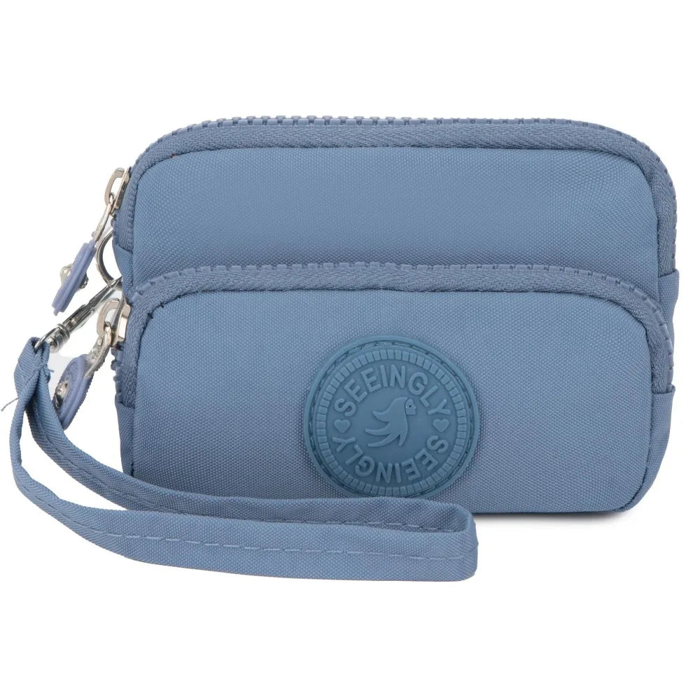 New Waterproof Coin Purse with Key Ring | Solid Color Card Holder & Large Capacity Wear-Resistant Handbag (Unisex Storage Bag)