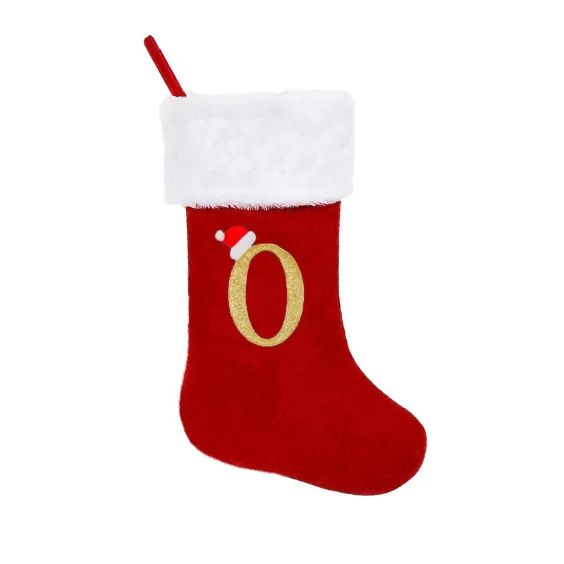 Embroidered Monogram Christmas Stocking,Xmas Sock Holiday Family Stocking for Christmas Fireplace Party Decoration