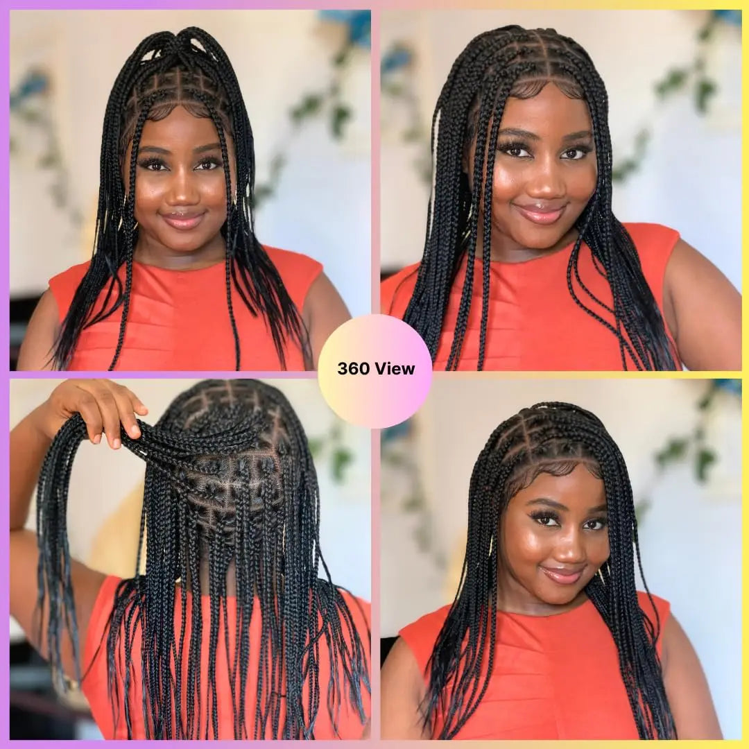 Long Straight Knotless Braids Wig | Full Lace Frontal | Baby Hair