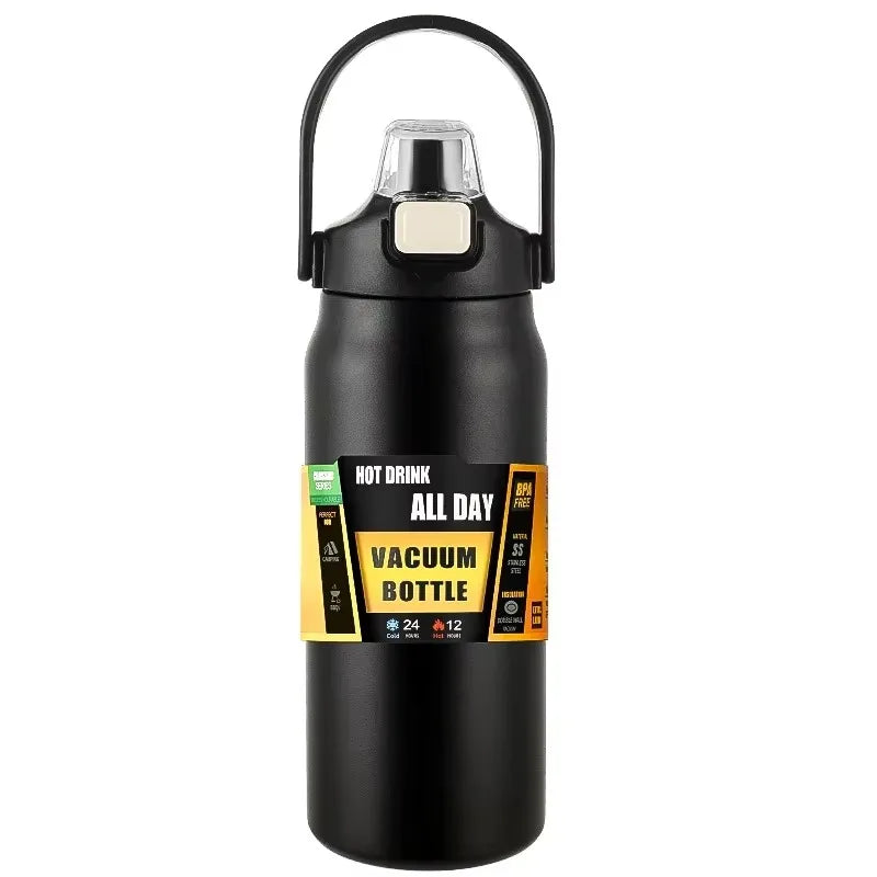 800-1500ML 304 Stainless Steel Thermal Mug Outdoor Thermos Bottle Portable Tumbler Vacuum Flasks Cold&Hot Straw Water Bottle