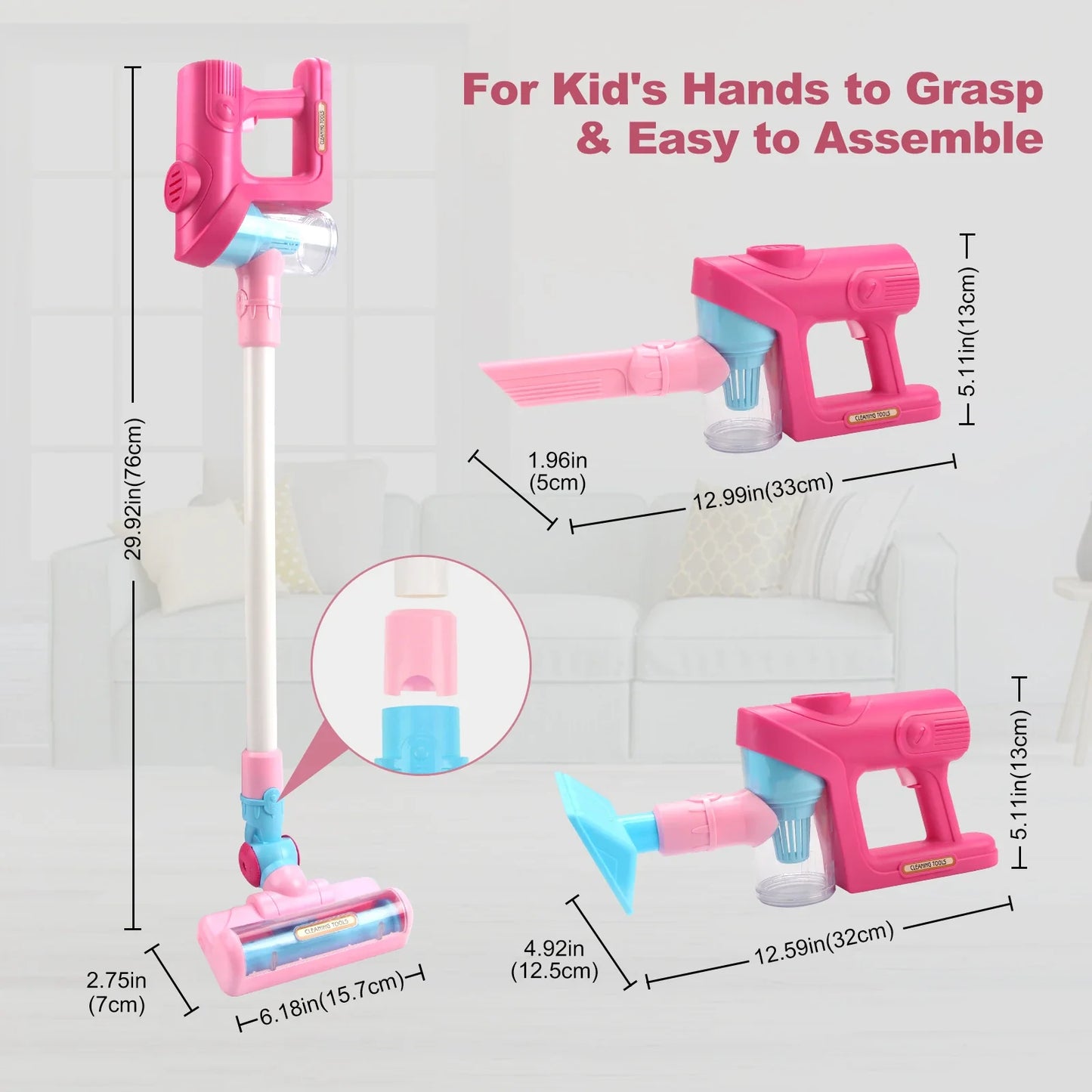 Electric Mini Vacuum Cleaner Simulation Housework Dust Catcher with Light and Music Educational Pretend Play Toys for Kids Gifts