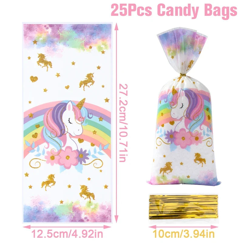 Rainbow Unicorn PE Tablecloth Happy Unicorn Theme Birthday Party Decorations Kids Favors Table Cover Girls Baby Shower Supplies
