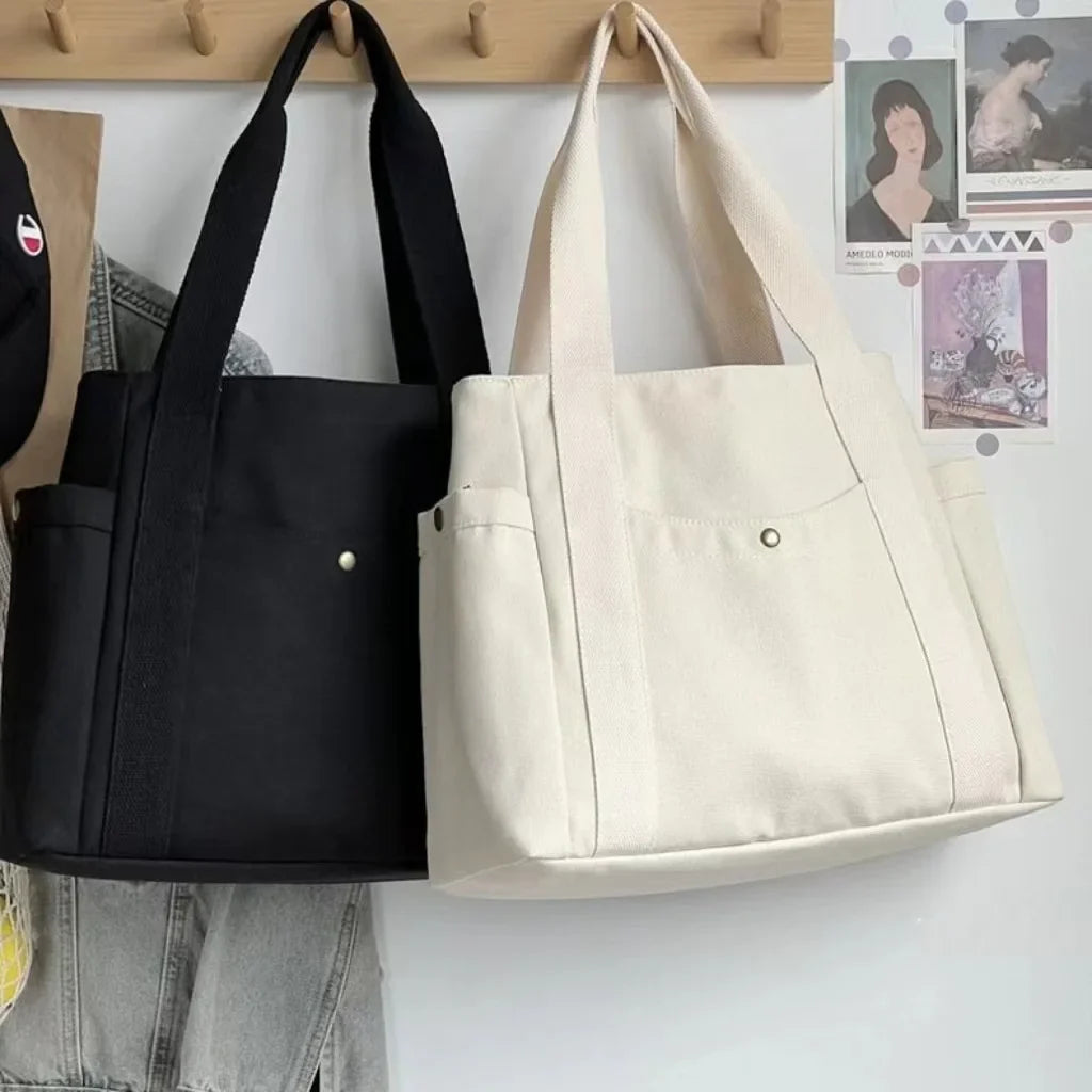 Canvas Bag Female Ins Forest Style | Versatile Shoulder Bag & Large Capacity Book Storage (Student Class Commuter Bag, Portable Cloth Tote)