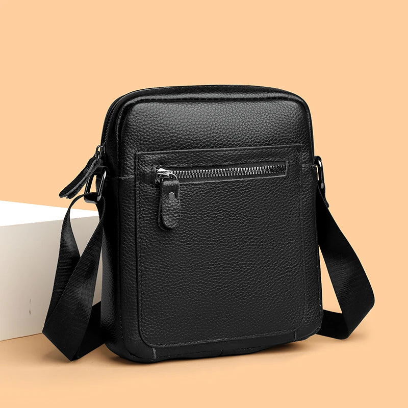 High Quality Genuine Leather Men's Shoulder Bag | Cow Leather Casual Daily Use Crossbody Purse & Handbag (Soft, Solid Color)