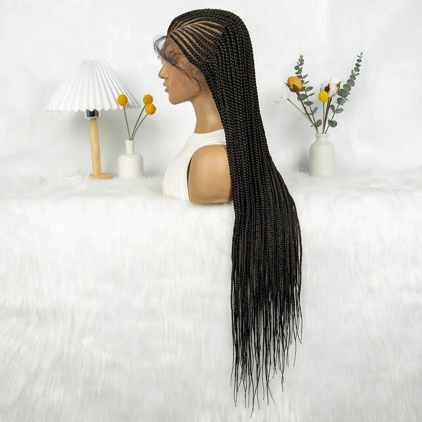 HD Transparent Full Lace Knotless Box & Cornrow Braids Wig
