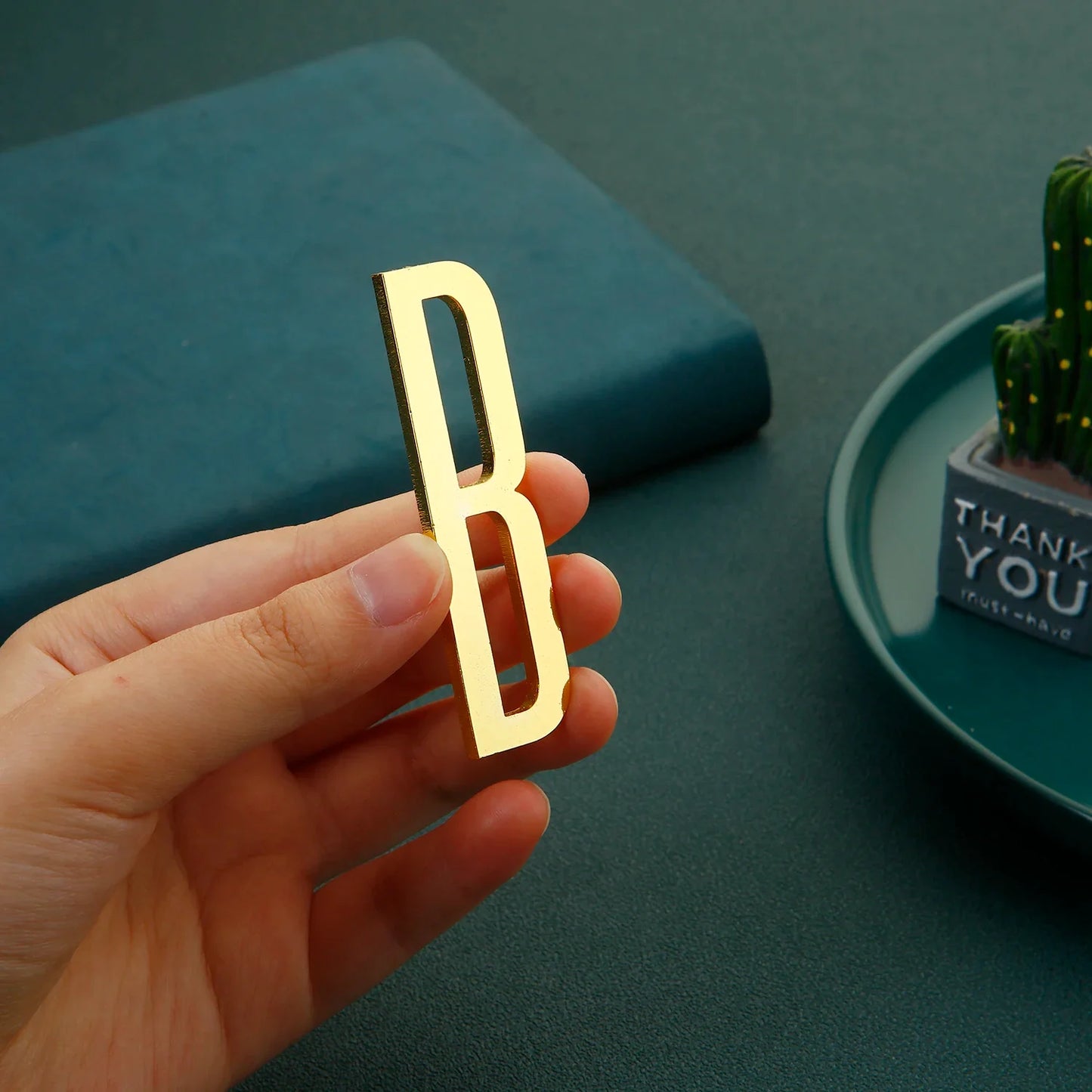Golden Self Adhesive House Number Metal English Alphabet Letters for Apartment Room Door Plate Table Mailbox Number Stickers 7cm