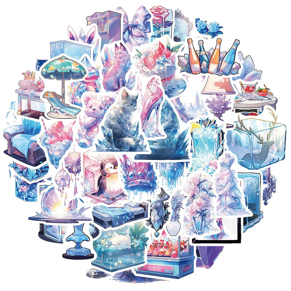10/30/50PCS Cute Ice World Aesthetic Stickers Cartoon INS Style Decals Laptop Notebook Phone Decoration Graffiti Sticker Kid Toy