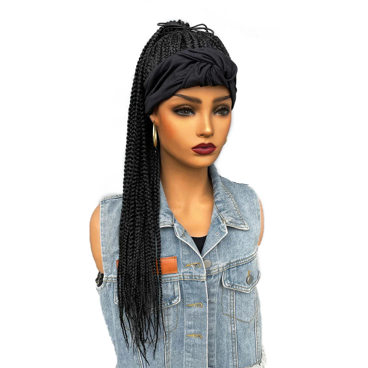 26" Twist Cornrow Headband Wig | Crochet Braids | Long Straight Synthetic