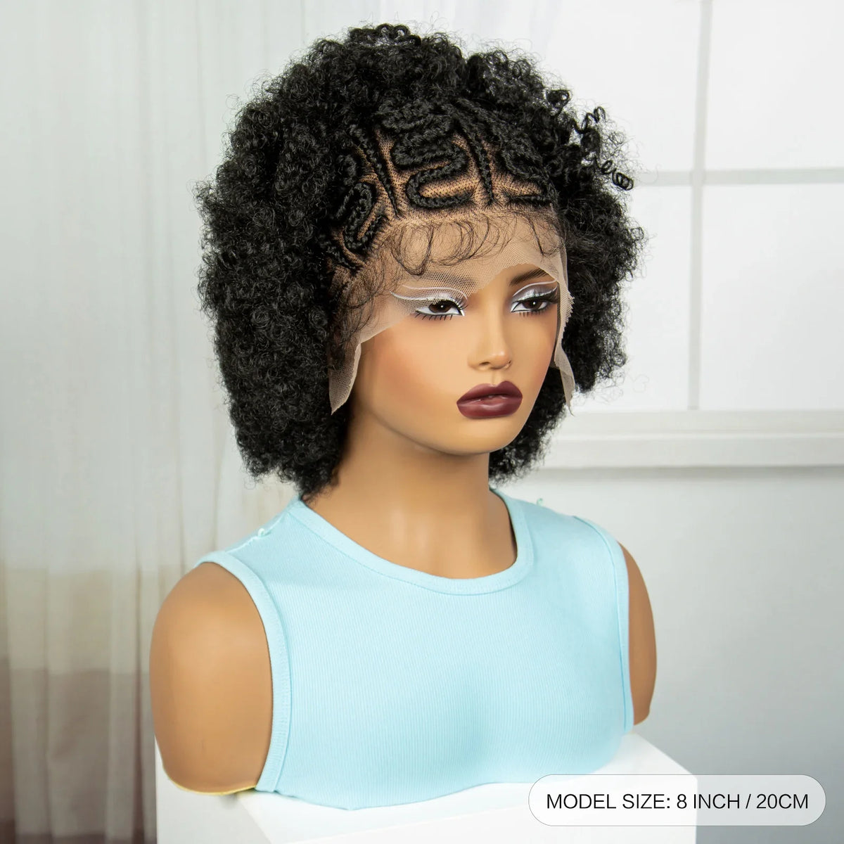Afro Kinky Curly Cornrow Braids Wig | Transparent Full Lace | Baby Hair