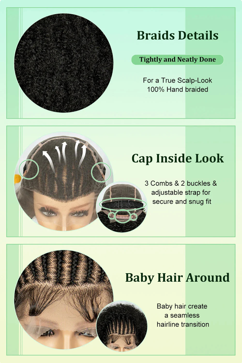 Bouncy Afro Cornrow Full Lace Braided Wig | Synthetic Braids | Black Women