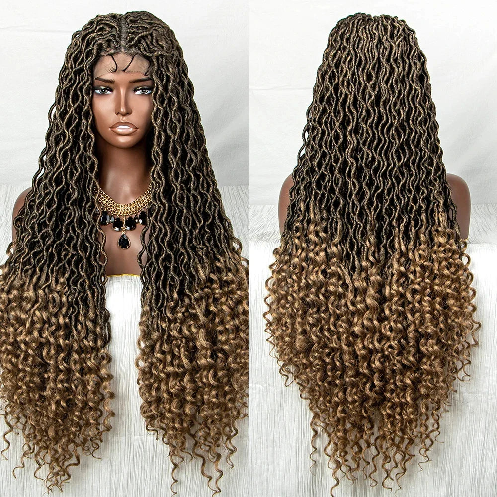Colorful Dreadlocks & Water Wave Braids Wig | Lace Front | Baby Hair
