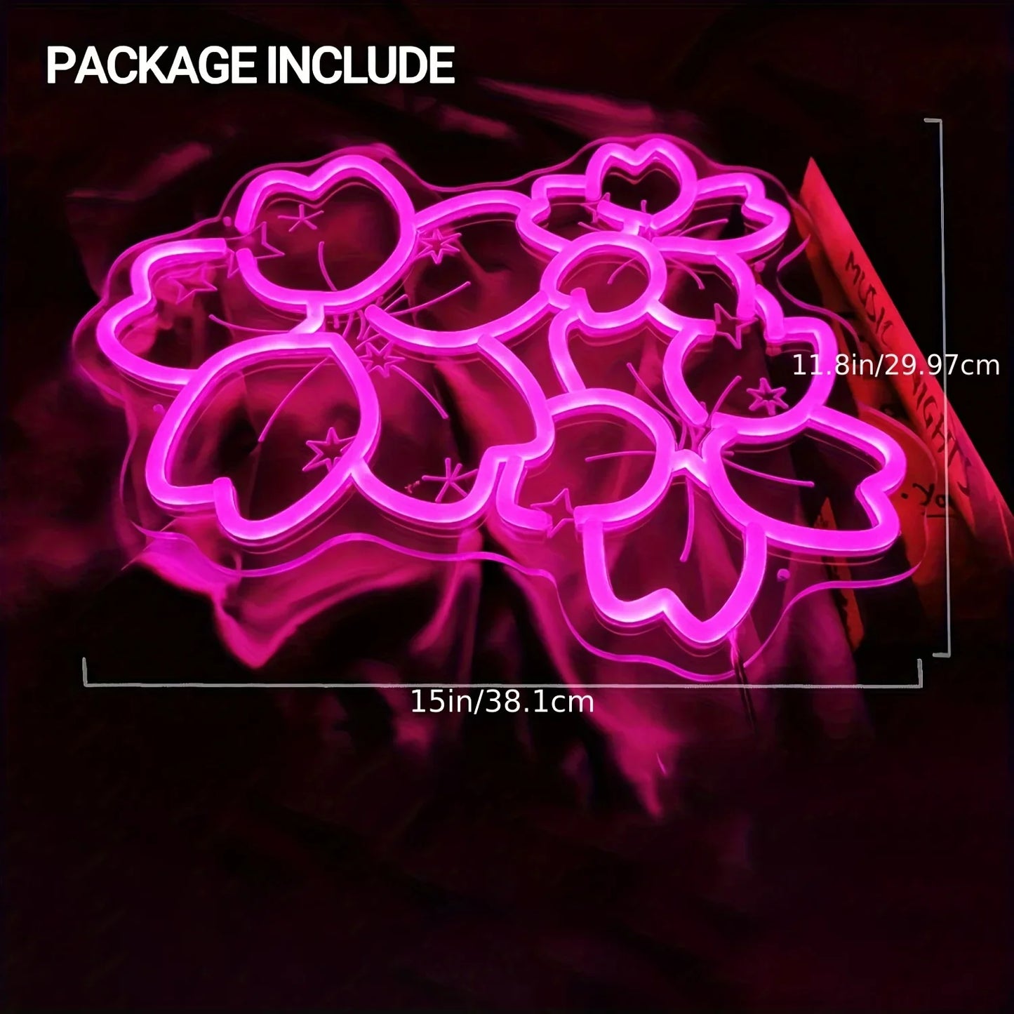 Pink Glow Flower Design LED Neon Sign Creates Romantic Atmosphere for Bedroom Living Room Wedding Party Decor Wall Art Lighting