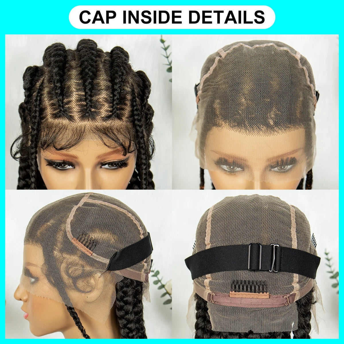 24" Orange Highlight Cornrow Braided Wig | Full Lace Synthetic Wig for Black Women | High-Temp Fiber | Daily Wear