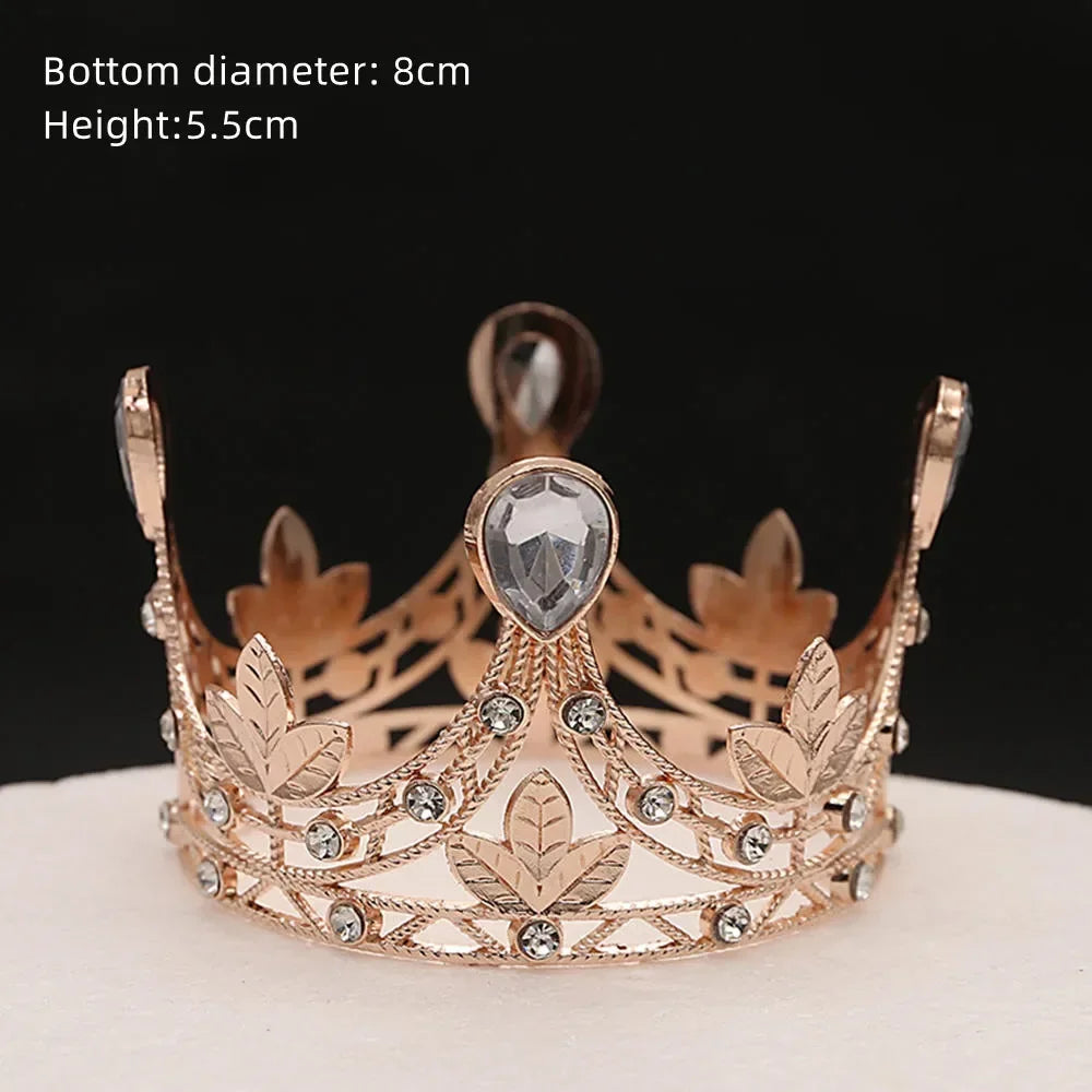 Rhinestone Crown Baking Cake Topper Headwear Decoration Children's Hair Accessories Princess Wedding Birthday Party Supplies New