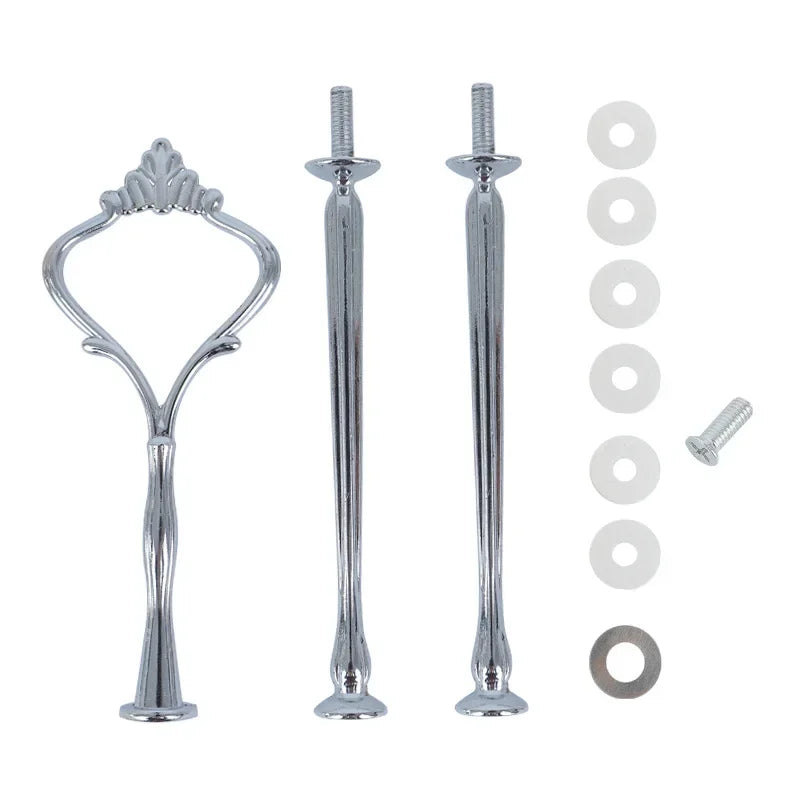 1/2/3 Tiers Zinc Alloy Crown Cake Stand Pillar Without Plate Desserts Fruits Cookie Rack Handle Wedding Party Accessories