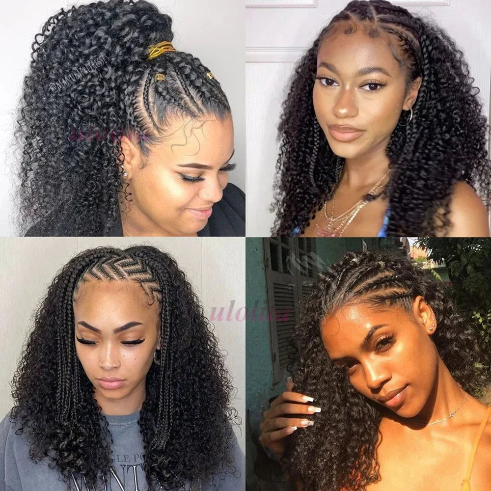 13x4 HD Lace Glue less Braided Wig | Kinky Curly Human Hair | Pre-Styled Bob Wig