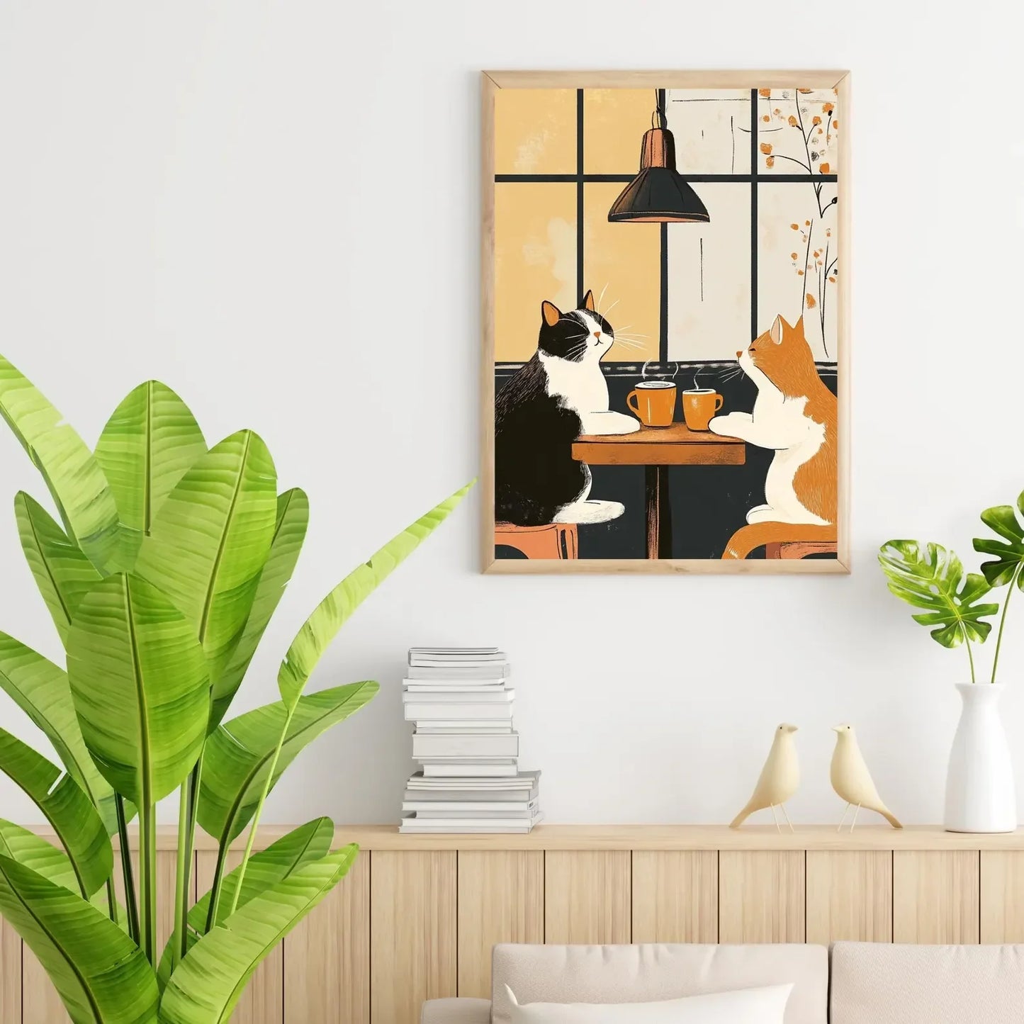 Funny Cat Coffee Wall Art for Tabby and Tuxedo Cat Owners Vintage Cat Cafe Print Black Cat Coffee Poster Unique Funny Animal Kit