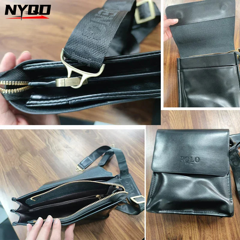 Polo Vertical Men's Crossbody Bag | Leisure Business Single Shoulder Bag (PU Leather, Solid, Versatile Trend)