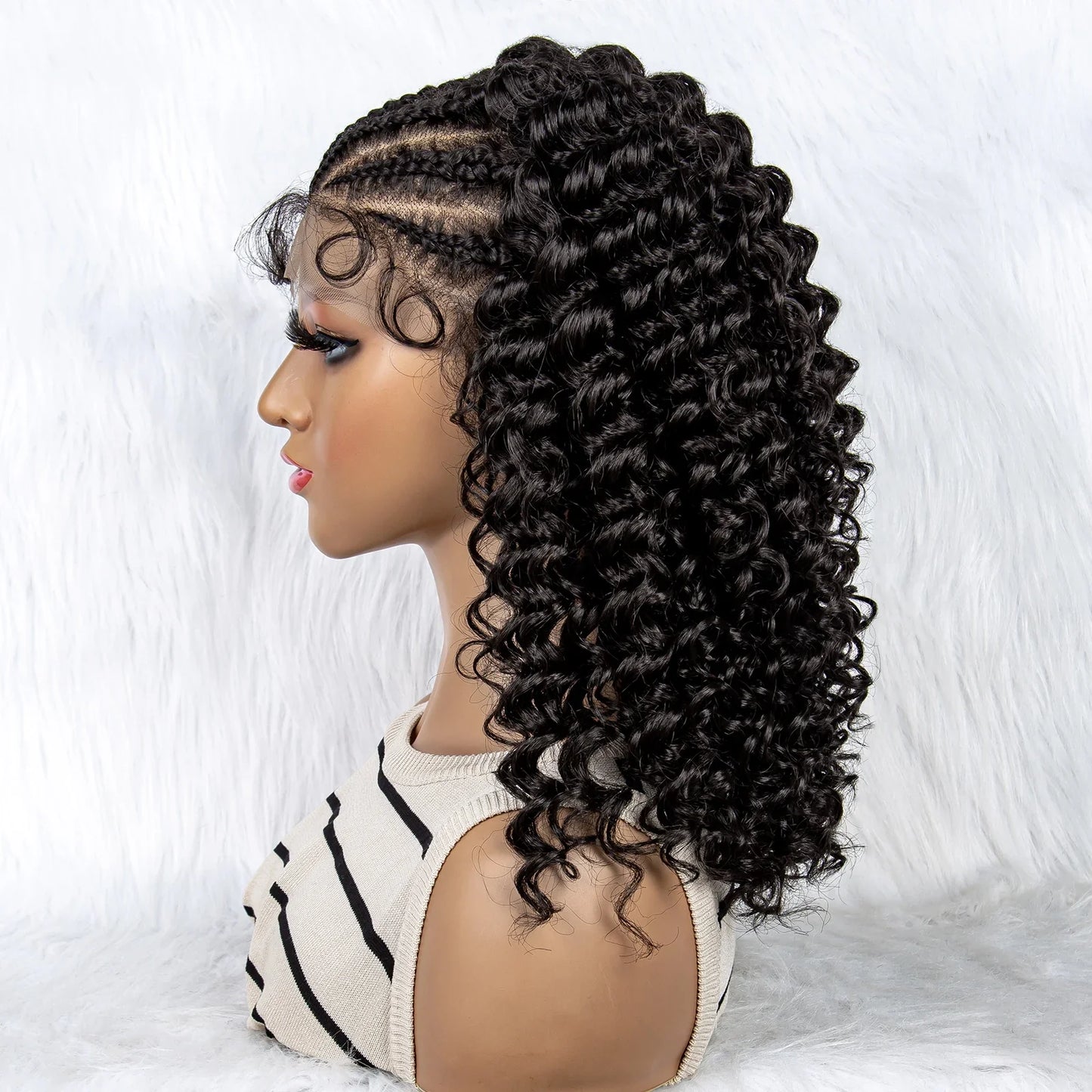 Kinky Curly Braided Bob Wig | Lace Front with Baby Hair