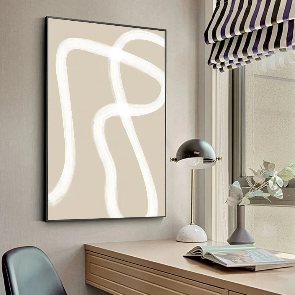 Beige Abstract Wall Decoration Poster _ Interior Wall Decoration Living Room - Paintin Poster
