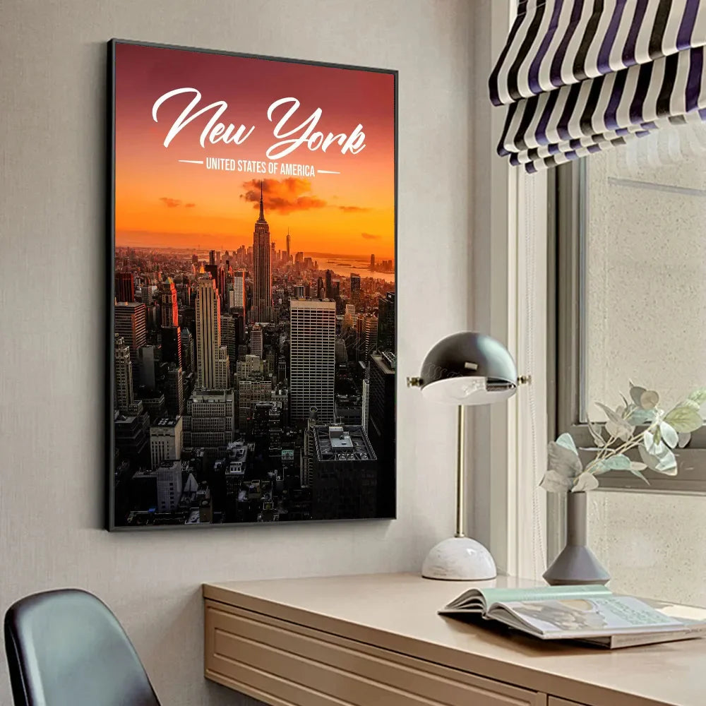 Famous Travel CitiesKuala Lumpur_Dubai_Amsterdam_Lisbon_ Poster HD Posters Home Room Bar Cafe Decor Art Wall Painting Picture