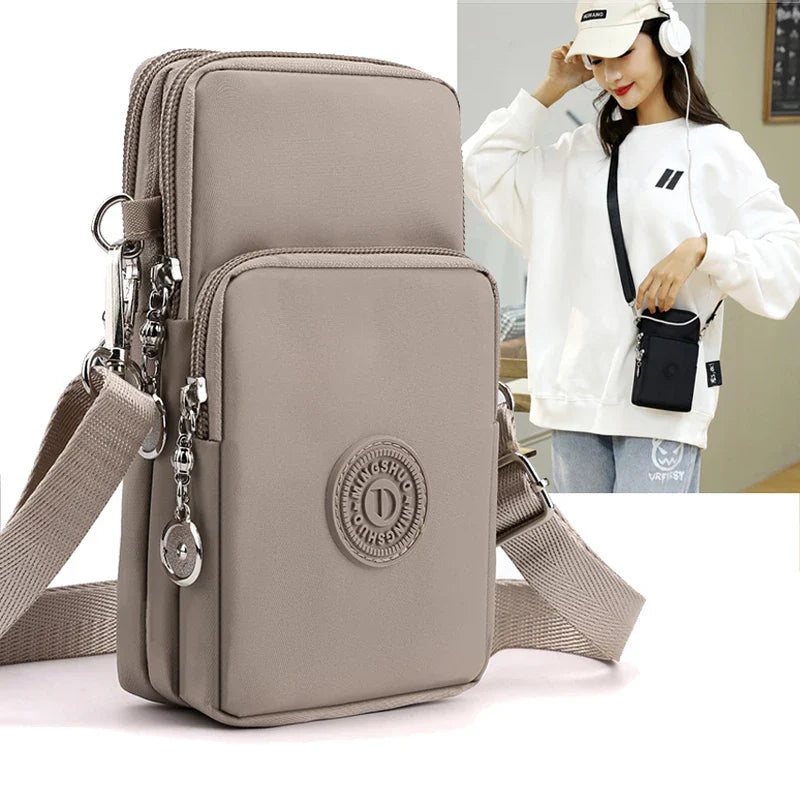 New Women's Mobile Phone Bag | Nylon Cell Phone Bag & Coin Purse Strap Shoulder Bag (Small Crossbody Wallet Travel Purse)