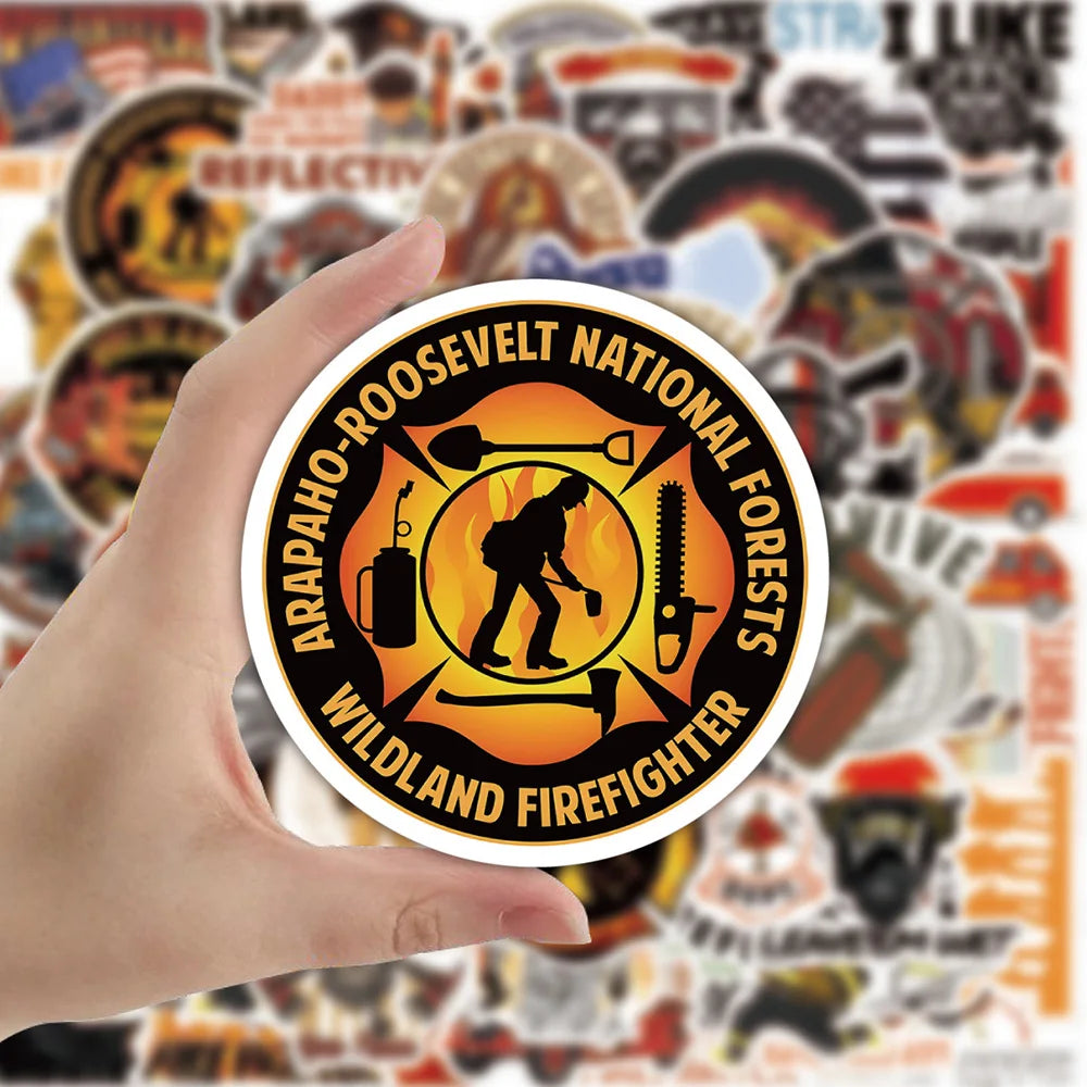 10/30/50pcs Fire Hero Firefighter Stickers Skateboard Motorcycle Luggage Laptop Car Bike Guitar Cool Waterproof Sticker Decal