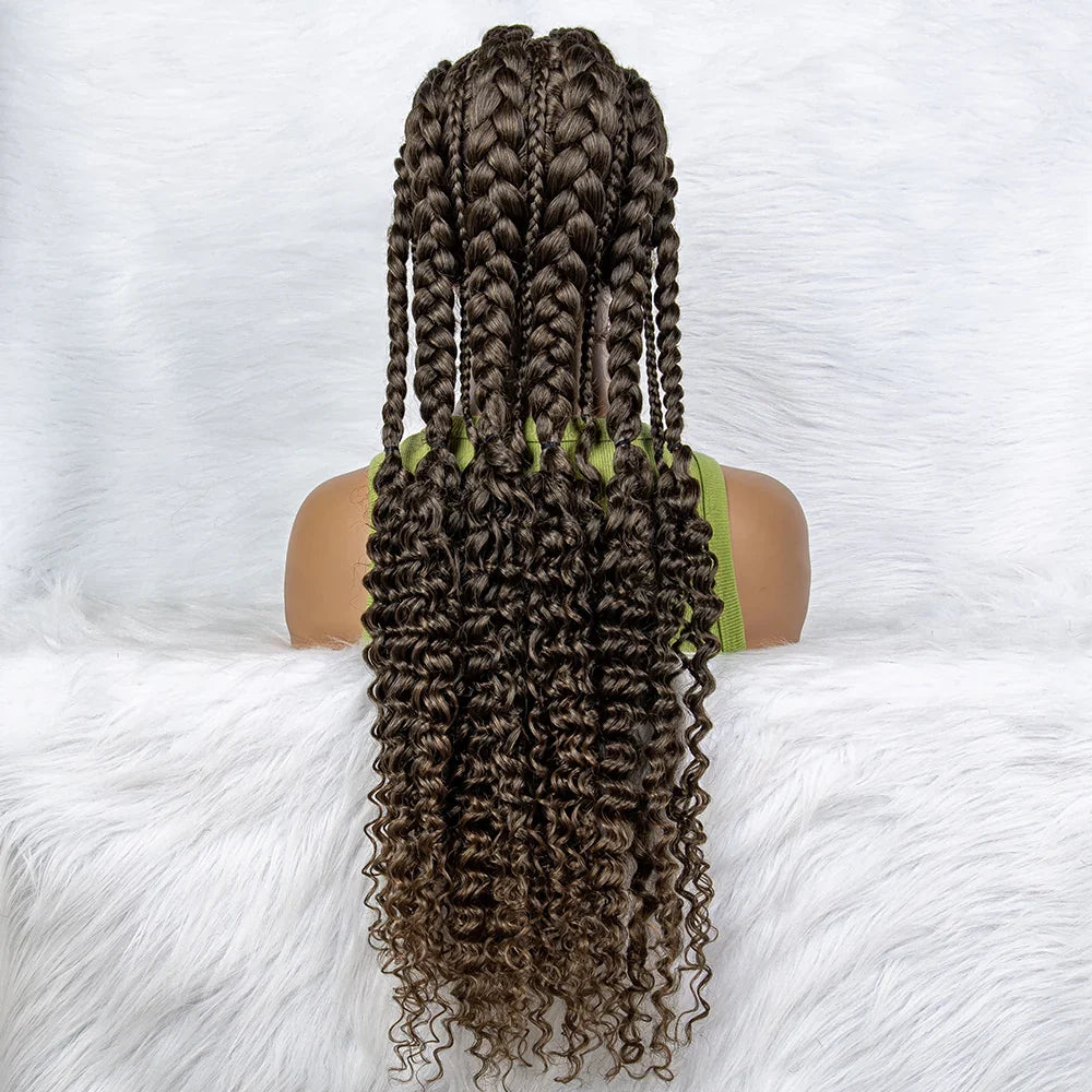 Water Wave Braided Lace Front Wig with Baby Hair | Soft Synthetic African Braids