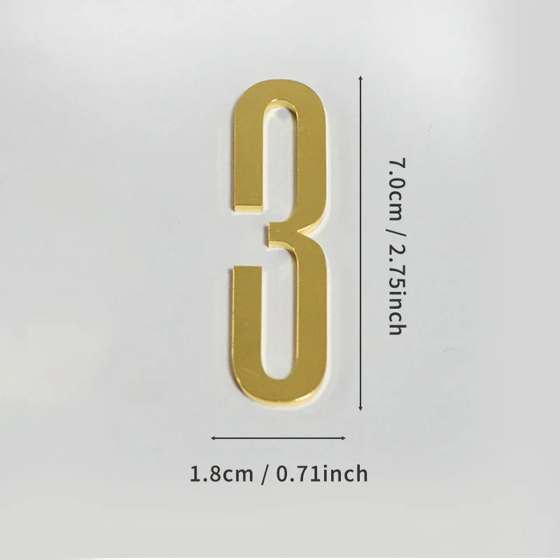 Golden Door Number with Backing Adhesive 7cm Metal House Number Apartment Door Number for Outdoor Hotel Home Mailbox Label