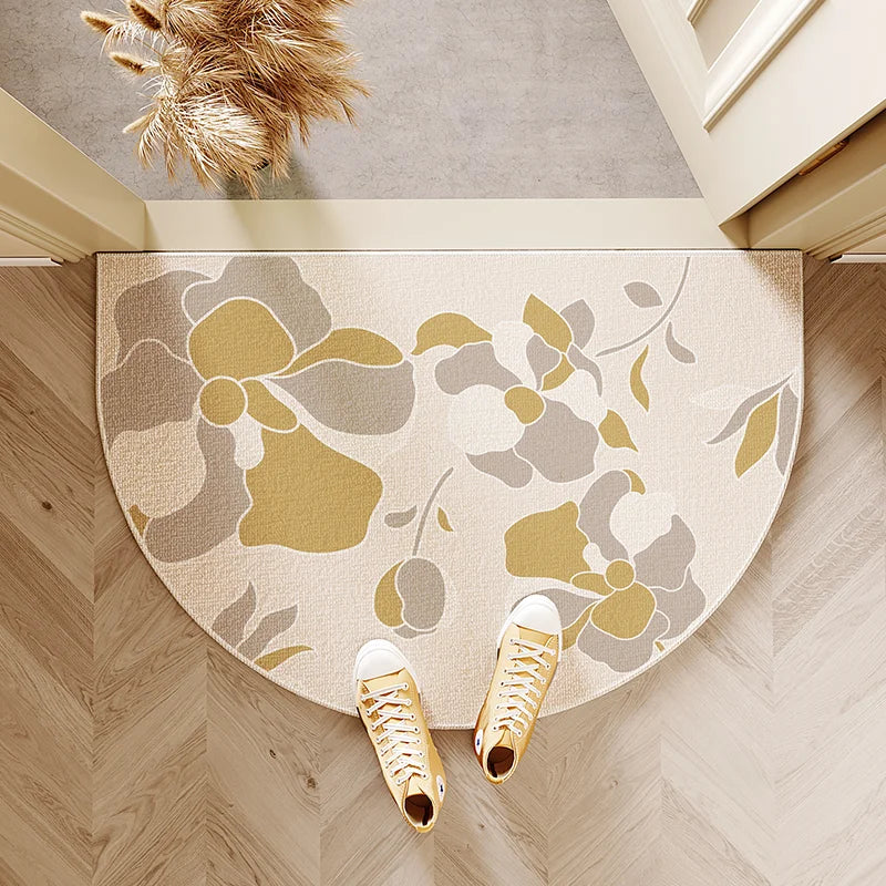 VIKAMA Modern Simple Entry Door Mat Semi-circular Non-slip Dirty Resistant Entryway Foot Mat Kitchen Carpet Home Decoration