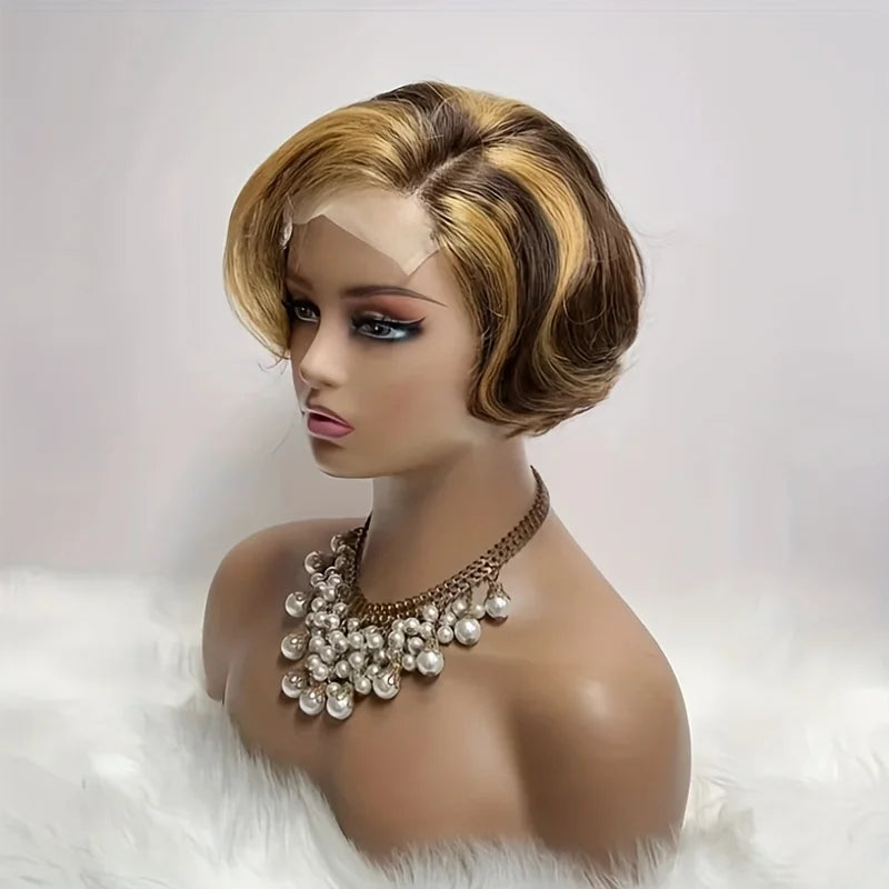 Pixie Cut Bob Human Hair Wig | 180% Density 4x4 HD Lace Closure | Pre-Plucked & Multi-Color Options
