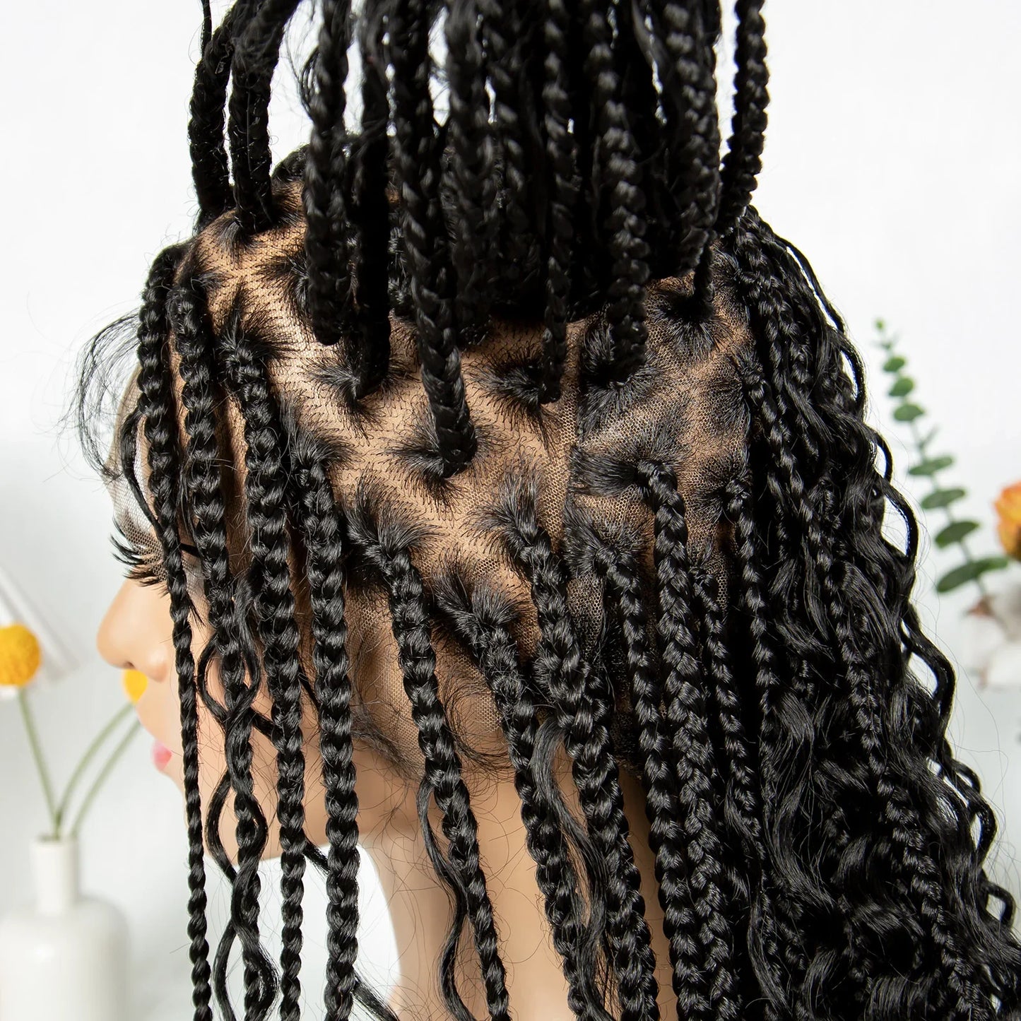 HD Transparent Boho Box Braids Wig | Full Lace | Knotless | Black Women & Girls