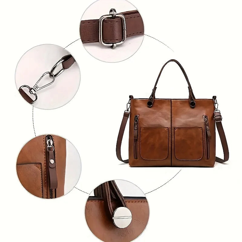 Women's Fashion Classical Style Crossbody Handbag | Retro PU Leather Shoulder Bag & Purse (Casual, Daily Use)