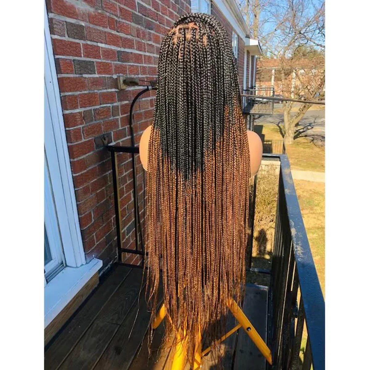 Ombre Blonde Knotless Box Braided Wig | Full Lace Braids Wig | Senegalese Twist, Passion Twist, Faux Locs Styles Available | Kanekalon Hair