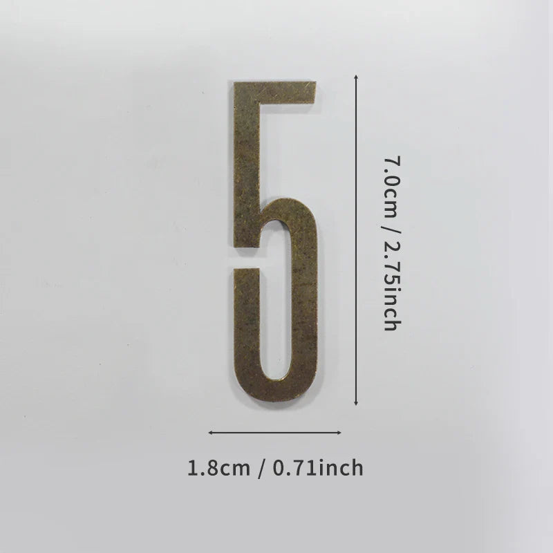 Bronze Door Number with Backing Adhesive 7cm Metal House Number Apartment Door Number for Outdoor Hotel Home Mailbox Label