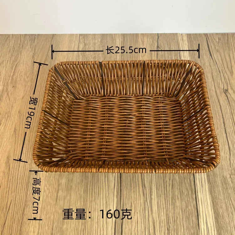 Imitation Rattan Fruit Basket Sundry Storage Basket Hand-Woven Storage Box Home Storage Supplies Tabletop Display Rattan Basket