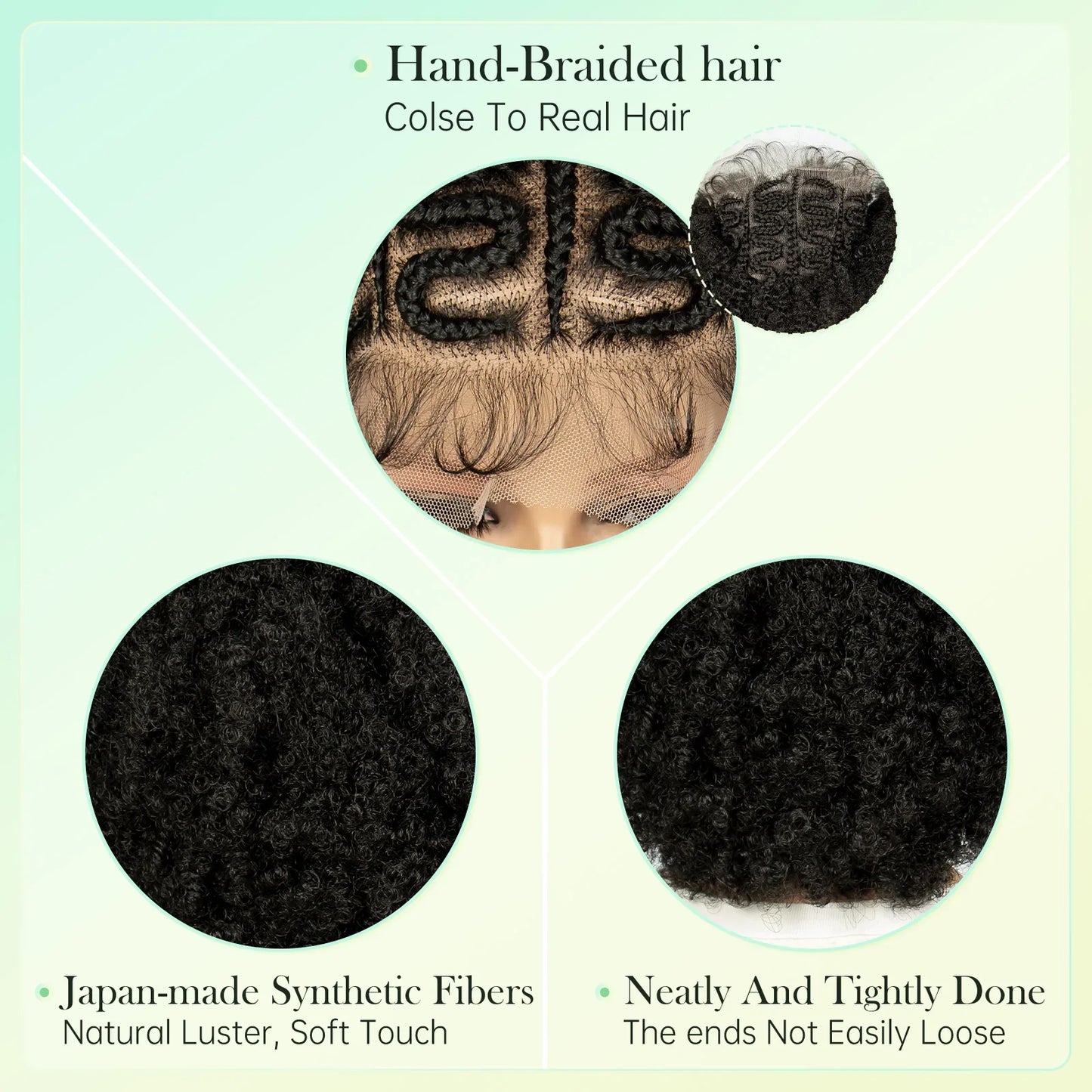 Bouncy Afro Cornrow Full Lace Braided Wig | Synthetic Braids | Black Women